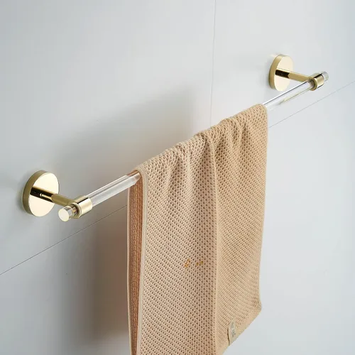 Miniatura 2 de Toallero de acrílico dorado de 16 pulgadas para baño, soporte de toalla montado en la pared, toallero moderno SHUNLI