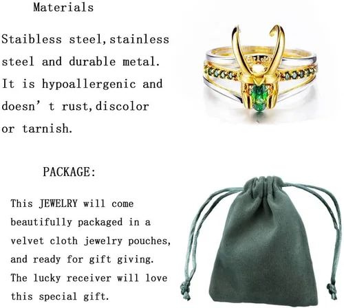 Miniatura 2 de Loki - Anillo de superhéroe para casco, para joyería unisex, regalos de Marvel, Halloween, cosplay, disfraces, regalos de joyería