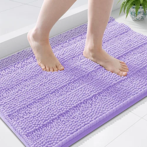 Miniatura 183 de Grandaily Alfombras de baño de felpilla a rayas de 24 x 16 pulgadas, extra gruesas y suaves, absorbentes, parte trasera de goma, alfombra de ducha