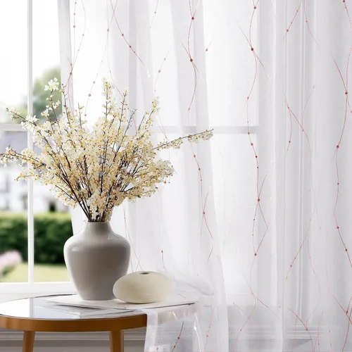 Miniatura 17 de Deconovo Oeko-TEX - Cortinas con estampado de lámina transparente con certificación Oeko-TEX, 2 paneles, ojales en la parte superior, elegantes