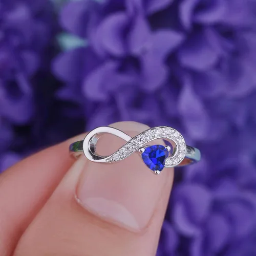 Miniatura 63 de Anillo Jo Wisdomo de compromiso. de plata esterlina, con corazón e infinito, anillo de amistad, para ella