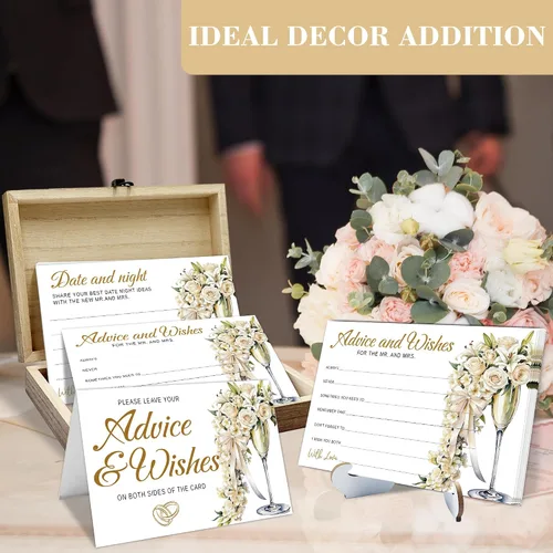 Miniatura 3 de Consejos y deseos para el señor y la señora - Tarjetas de consejos de boda de champán para decoraciones de despedida de soltera, buenos deseos