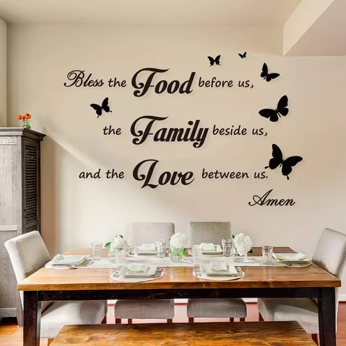 Miniatura 5 de Stickers de pared para cocina, decoración de comedor, letrero de oración para la cena, letrero "Bendiga los alimentos que están delante nuestro