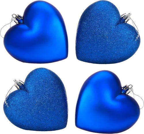 Miniatura 5 de Bolas en forma de corazón de 4 a 3.937 in, diseño mate y purpurina, adornos de Navidad (rosa bebé)