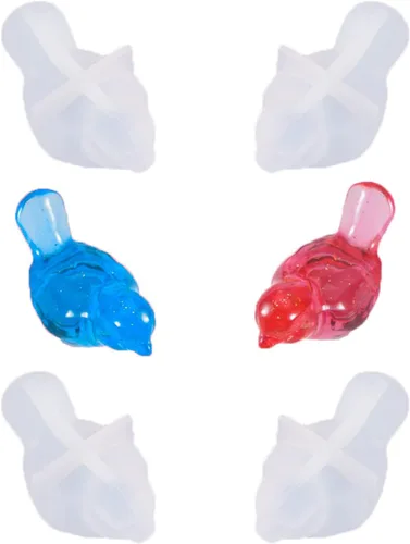 Miniatura 5 de Paquete de 4 moldes de silicona con forma de pájaro 3D para moldes de resina epoxi, manualidades, llavero, regalo, joyería, fabricación de pequeños