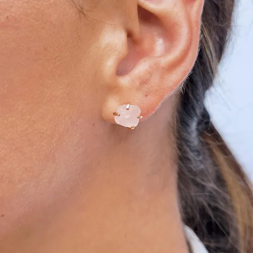 Miniatura 27 de Aretes de piedra preciosa natural en bruto con oro rosa sobre plata de ley 925, 6 a 0.276 in, regalo de piedra de nacimiento de calidad genuina