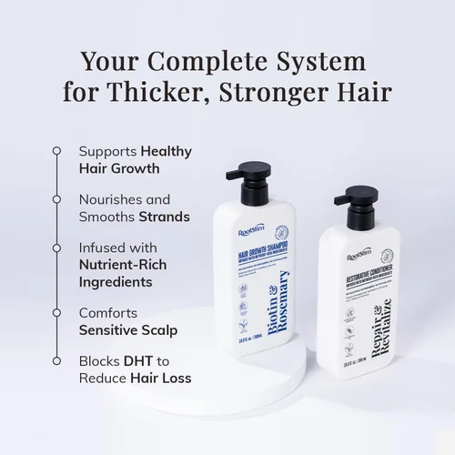 Miniatura 2 de Set de champú y acondicionador para el crecimiento del cabello, champú y acondicionador de romero y biotina para engrosar el cabello, impulso