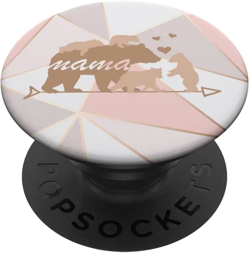 Mama Bear Pop Socket 4 Cubs - Soporte para teléfono para mujer, diseño de oso de mamá, Negro