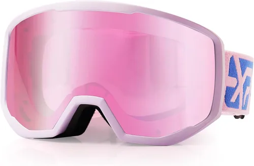 EXP VISION Gafas de esquí/snowboard para hombres y mujeres, gafas de nieve OTG antiniebla con protección UV Marco Púrpura Púrpura