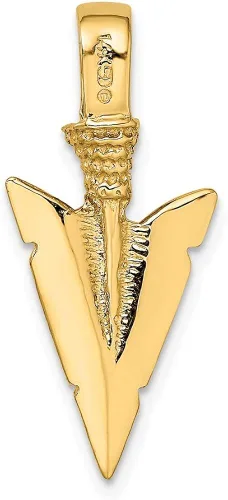 Miniatura 4 de Colgante de oro amarillo macizo de 14 quilates con diseño de flecha en 3D, 1.260in x 0.472in
