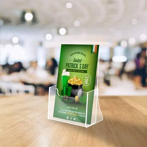 Miniatura 7 de NIUBEE Paquete de 2 soportes acrílicos de 21.6 cm x 14 cm para folletos con doble pliegue, organizadores de volantes transparentes para mostrador