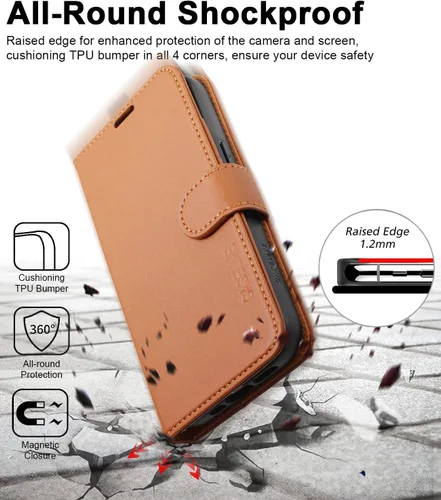 Miniatura 5 de Funda tipo cartera para iPhone 13/iPhone 14 con tarjetero [funda de cuero de alta calidad] [bloqueo RFID]