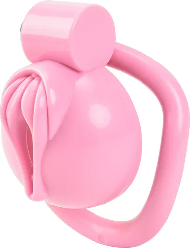 Miniatura 2 de Jaula de castidad masculina rosa – Jaula para pene con 5 anillos, resina transpirable, diseño de nailon ligero, equipo de bondage y accesorios
