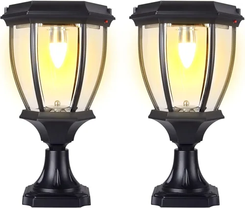 Kendal Lámpara de luz LED accionada solar al aire libre grande (negro-8408-2packs)