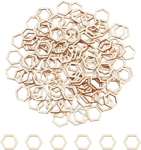 Miniatura 27 de NBEADS 100 piezas de madera sin terminar de 1.96 pulgadas con forma de anillos, adornos circulares, rebanadas de madera en blanco para pintura