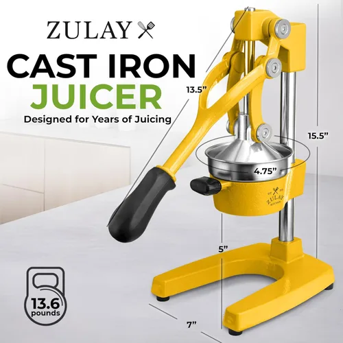 Miniatura 2 de Zulay - Exprimidor de limón y lima de metal comercial, de alta calidad, resistente, exprimidor de jugos manual Original Amarillo