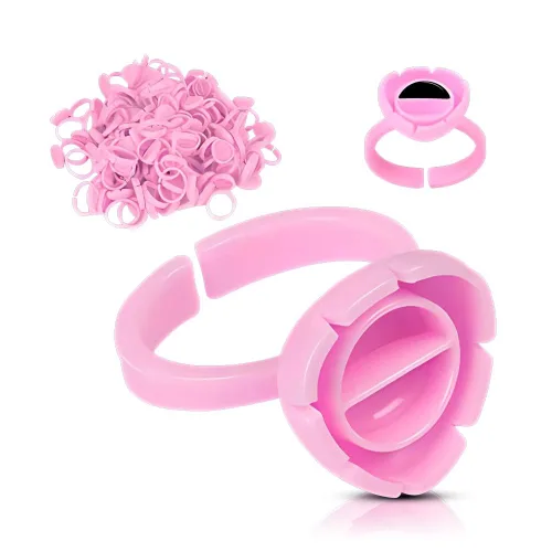 Miniatura 2 de Juego de 500 anillos de pegamento desechables con espejo de pestañas de acero inoxidable para extensiones de pestañas, anillos de pegamento
