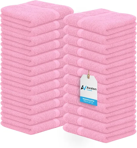 Avalon Towels Toallitas de Algodón – (Paquete de 24) Tamaño 12x12 Pulgadas, 100% Algodón Hilado en Anillo, Toallitas Faciales Suaves y Absorbentes,