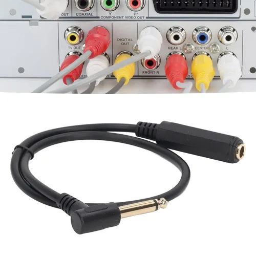 Miniatura 3 de Fydun Cable de sonido 1.6 ft mono ángulo recto 0.250 in macho a hembra Cable de extensión estéreo de alto rendimiento reemplazo para micrófono
