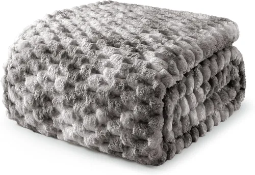 Miniatura 21 de Exclusivo Mezcla - Manta de vellón extragrande, 50 x 70 pulgadas, elegante, tela jacquard suave, mullida, acogedora y ligera, para invierno