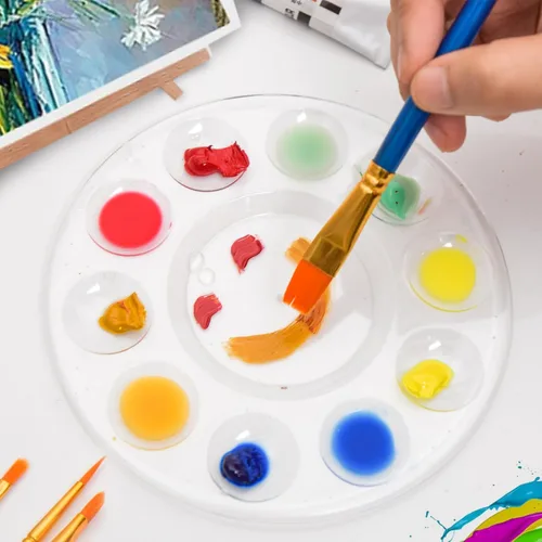 Miniatura 5 de Hulameda 3 paletas de pintura, bandeja-paleta de pintura de plástico, paleta de pintura con 10 compartimentos para adultos y niños, para pintura o 3
