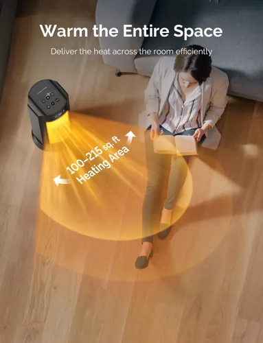 Miniatura 5 de Calentadores de espacio para uso en interiores, calentamiento rápido de 1500 W, calentador de cerámica portátil con termostato, 4 modos