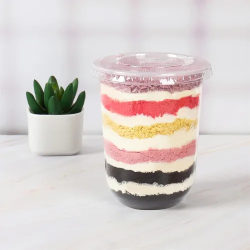 Miniatura 4 de Vasos desechables de plástico transparente de 17 onzas con tapas planas, perfectas para bebidas frías, café, batidos, postres, paquete de 50
