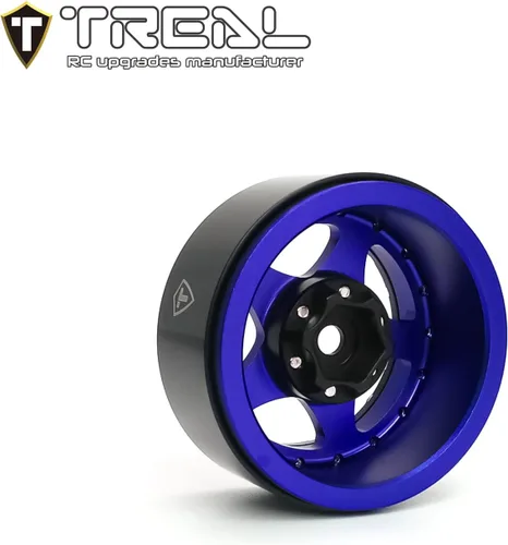 Miniatura 2 de Treal Ruedas Beadlock 1.9 (4 piezas) Ruedas mecanizadas CNC de aluminio para Crawlers a escala 1:10 RC-Tipo E (Negro-Azul)