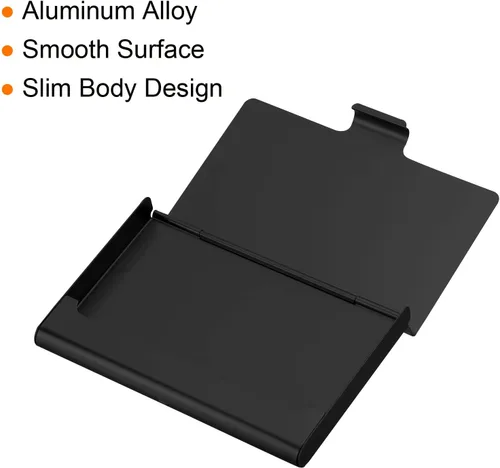 Miniatura 4 de PATIKIL Titular de la tarjeta de visita, caja de la tarjeta de metal de aluminio titular profesional de la tarjeta de bolsillo para la tarjeta