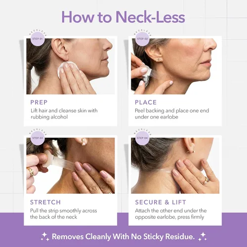 Miniatura 6 de NECK LESS Tiras profesionales de estiramiento facial – Cinta instantánea de elevación de mandíbula y cuello Solución de grado médico, invisible