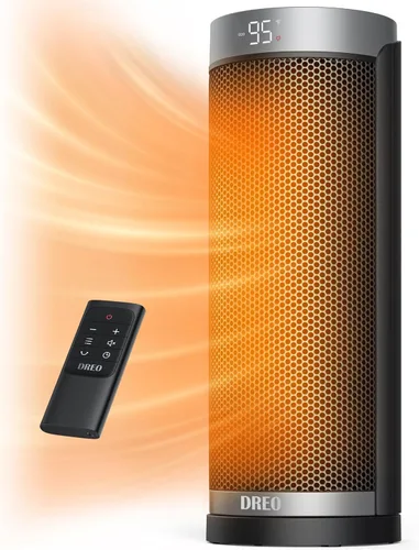 DREO Calentador de espacio, calentadores de cerámica PTC de 1500 W para uso en interiores con control remoto, oscilación de 70°, temporizador de 1 a