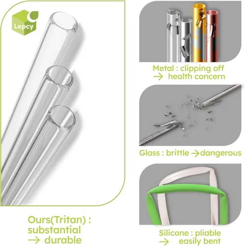 Miniatura 5 de LEPCY Pajitas reutilizables de 12 pulgadas para vaso Stanley y Simple Modern de 40 onzas. 6 popotes de repuesto de plástico + 2 cepillos