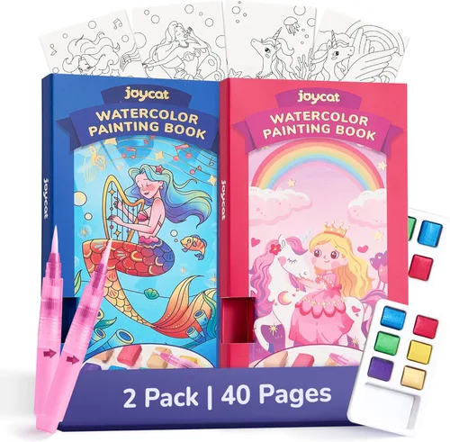 JoyCat Paquete de 2 libros de pintura de bolsillo con agua para colorear para niños, juego de juguetes de actividades de arte y manualidades, kit