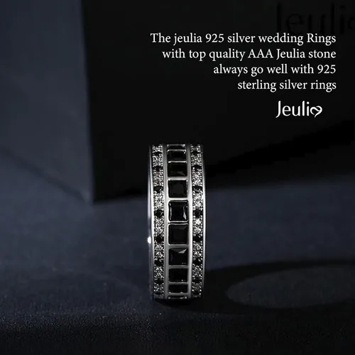 Miniatura 4 de Jeulia Anillo de diamantes de boda para hombre Anillo de plata de ley Eternity corte princesa para mujeres y hombres, anillo de compromiso apilable