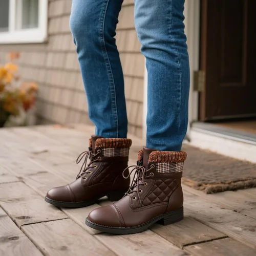 Miniatura 48 de STQ Botas de combate con cordones para mujer