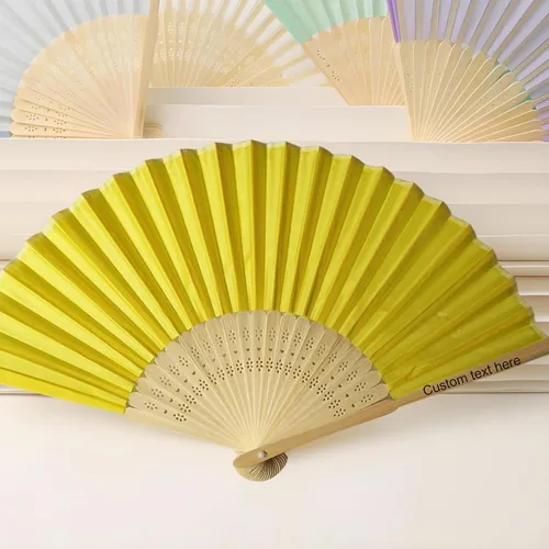 Miniatura 11 de Abanicos personalizados decorativos plegables ventiladores de seda para iglesia personalizados para recuerdos de boda impresos en hueso de abanico