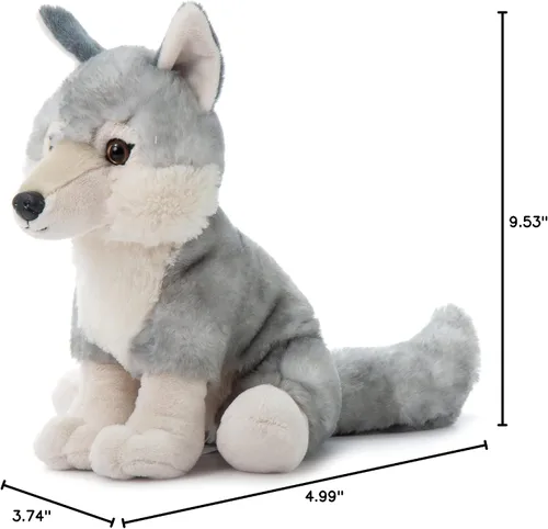Miniatura 10 de The Petting Zoo Peluche de lobo, regalos para niños, animales salvajes del zoológico Onez, juguete de peluche de lobo gris de 12 pulgadas