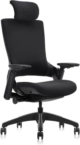 CLATINA Silla de oficina ergonómica de tela con profundidad ajustable, altura del asiento, cabeza 2D, reposabrazos 3D y soporte lumbar, silla