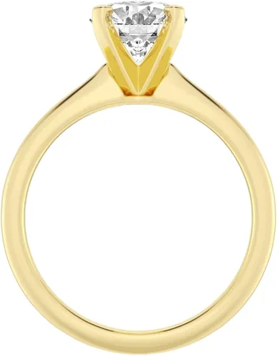 Miniatura 2 de Customize Jewels IGI 1 2 3 4 5 Carat White Oval Excellent Beautiful Lab Created Diamond Petite Solitaire Engagement Ring In 14k Yellow Gold For