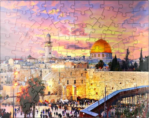 MyPuzzle Skyline of the Old City At The Western Wall y el Temple Mount in Jerusalem Israel - Rompecabezas prémium de 100 piezas para adultos