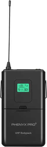 Phenyx Pro Transmisor inalámbrico BodyPack PTU-4000 911.3MHz, cobertura de operación de 260 pies