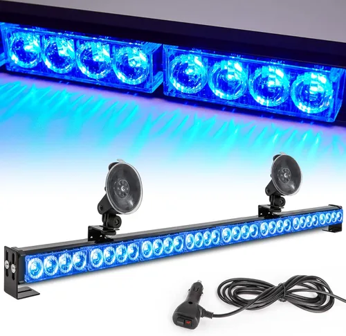 Miniatura 7 de Barra de Luz Estroboscópica de Emergencia Blanca/Verde de 36 pulgadas, 13 Patrones de Destello, Asesor de Tráfico, Advertencia de Peligro, Barra