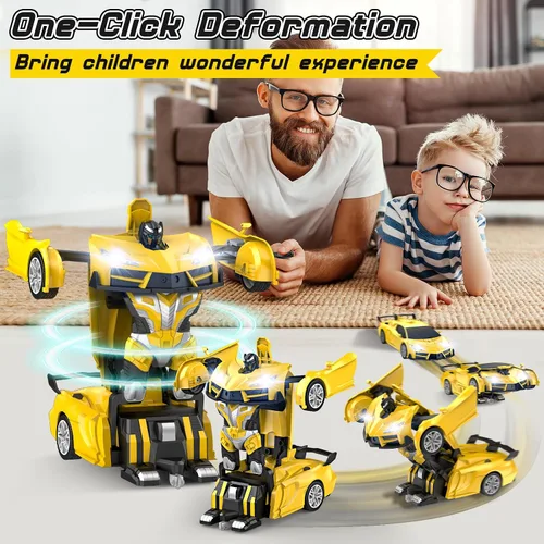 Miniatura 2 de Qumcou Auto de control remoto de transformación, autos RC para niños de 3 a 5 6 a 8 años, autos de juguete transformables con un botón, 2.4 GHz