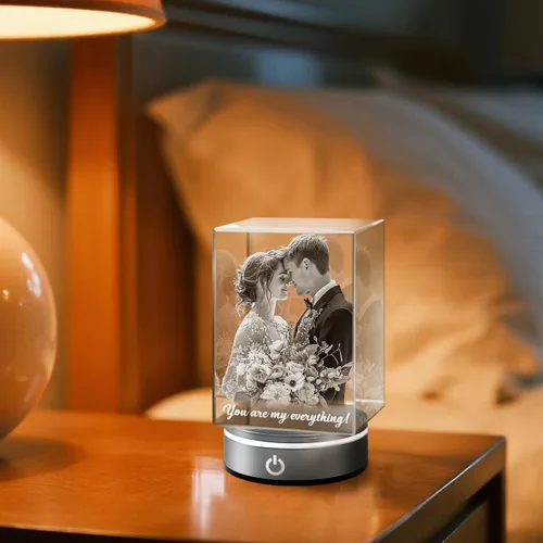 Miniatura 6 de Foto de cristal 3D personalizada, regalos personalizados para mujeres, esposa, hombres, mamá, papá, para ella, para él Foto grabada con láser