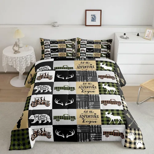 Miniatura 21 de Erosebridal Juego de edredón de hojas bohemias, juego de edredón de hojas exóticas para adultos, juego de ropa de cama rústica tamaño individual