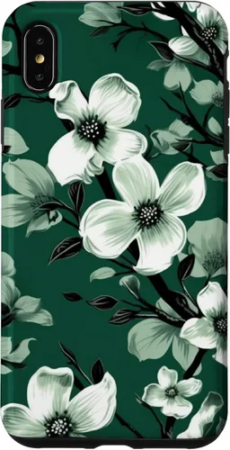 Miniatura 11 de White Dogwood Flower Pattern Green Black & White Case for iPhone 17