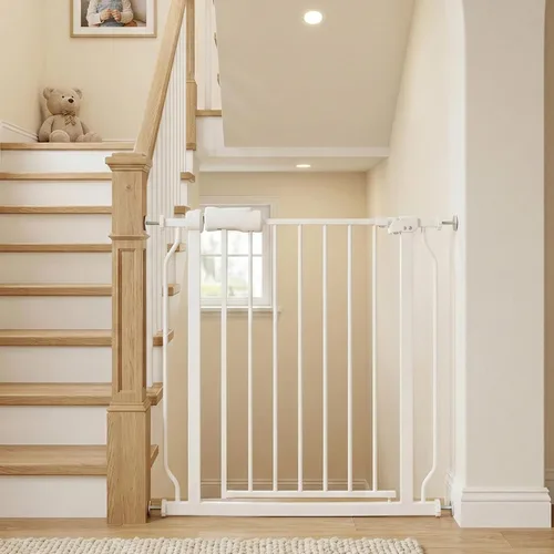 Puerta de bebé para escaleras y puertas, puertas para perros de 29 a 34 pulgadas para la casa, puerta para mascotas de interior montada a presión