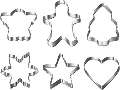 Miniatura 7 de Juego de cortadores de galletas de Navidad - 18 piezas, formas de hombre de jengibre, copo de nieve, árbol, corazón, estrella y ángel para hornear
