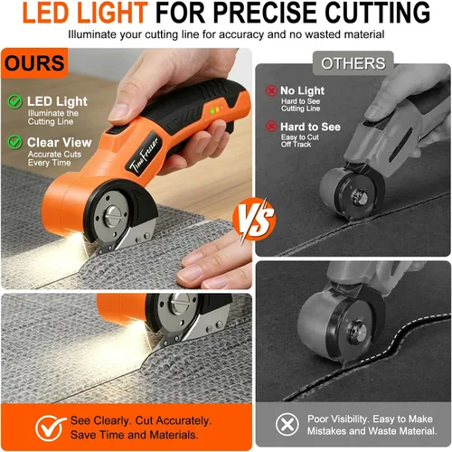 Miniatura 2 de Cortador de cartón eléctrico – ancho 1.3 pulgadas, longitud 9.06 pulgadas – Tijeras de cartón recargables adecuadas para parper, caja, cuero, tela