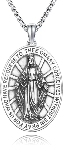 Collar de plata de ley 925 con medalla de San Patrón, colgante de protección católica, amuleto, joyería religiosa para hombres y mujeres